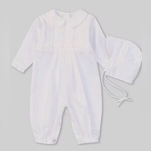 NWT* Petit Ami — Baby Boys' White Pique Christening Longall with Hat, 24 Months